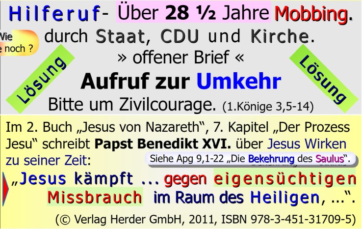 20.08.2025 89. Nachfrage an BOM - 28 Jahre Mobbing, Kirche Mobbing